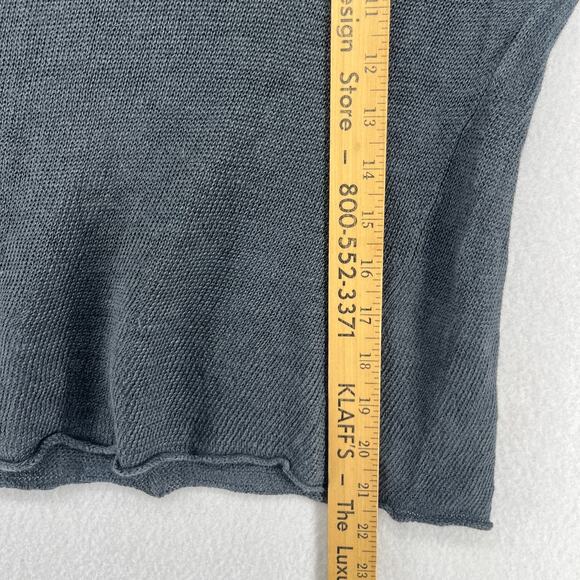 EILEEN FISHER Sweater S Linen Round Neck Pullover Jumper Sheer Gray - Picture 14 of 15